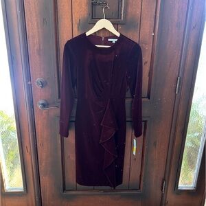 Antonio MELANI Elegant Burgundy Velvet Dress size 0